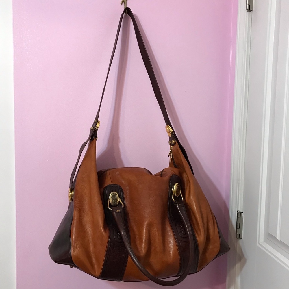 Vintage Marino Orlandi Genuine Leather Duffle Weekender Travel Bag
